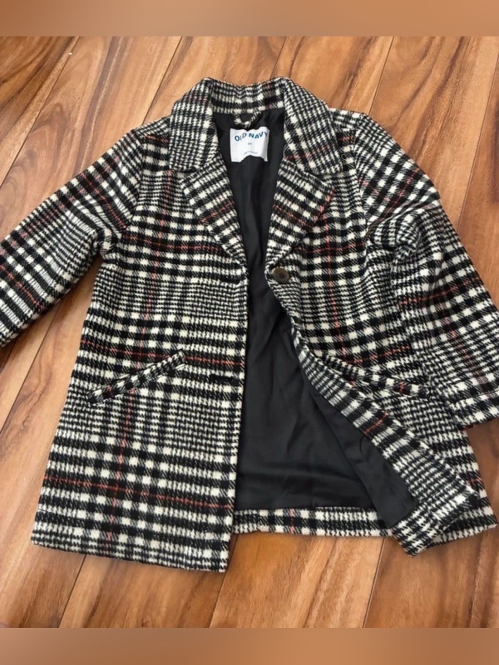 Old Navy Toddler Black & White Plaid Peacoat